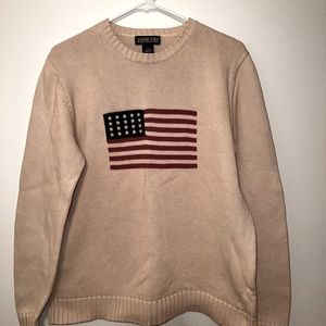 Lands' End Cream Sweater with American Flag Design